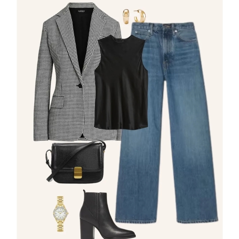 Express Black and White Patterned Blazer